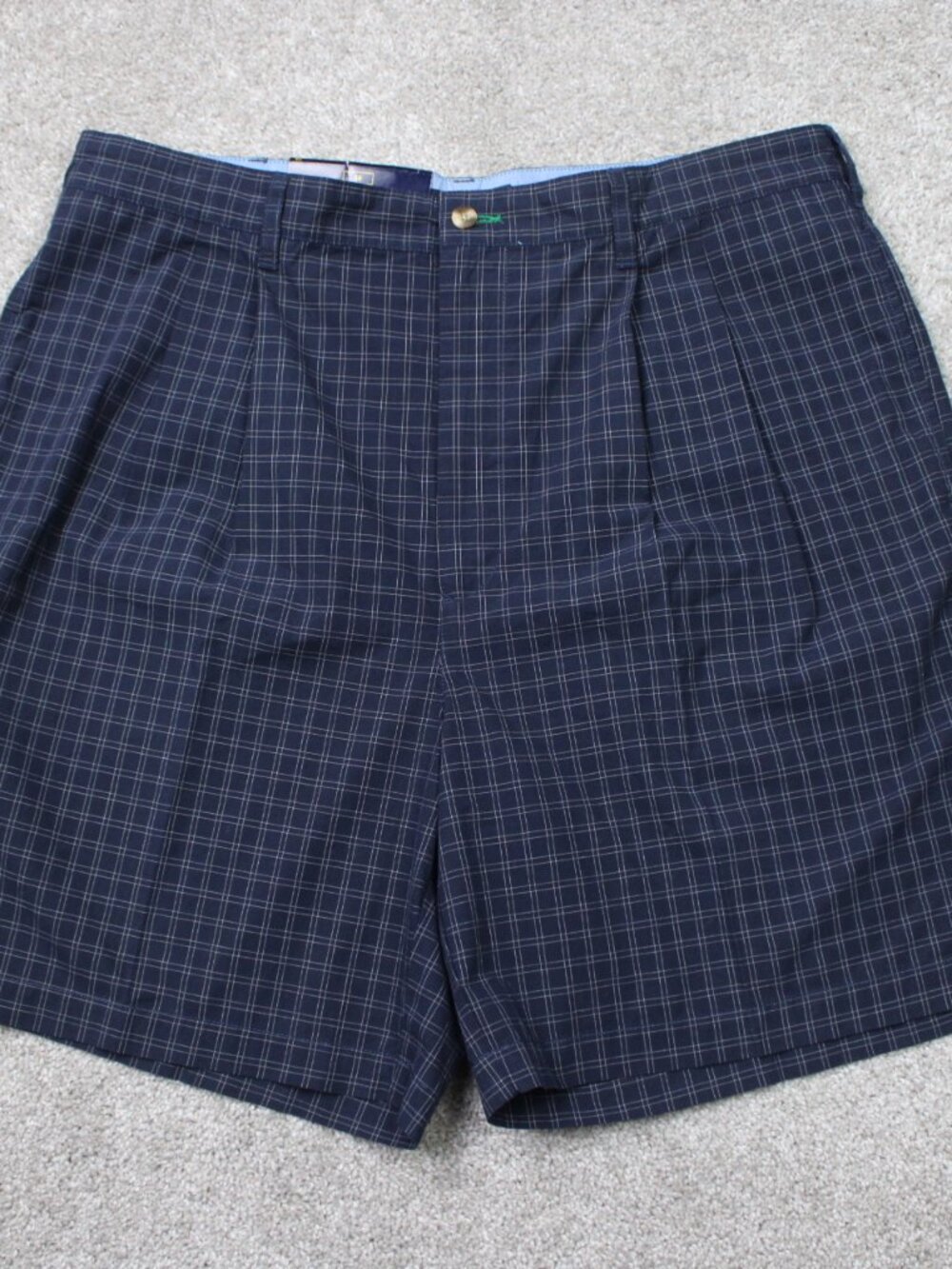 Tommy Hilfiger Chino Shorts NWT Mens 38 Blue Checkered 100% Cotton 8" Flat Front